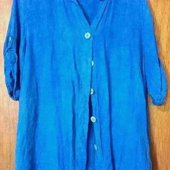100% linen Italian made button down blouse size M - Picture 1 of 6